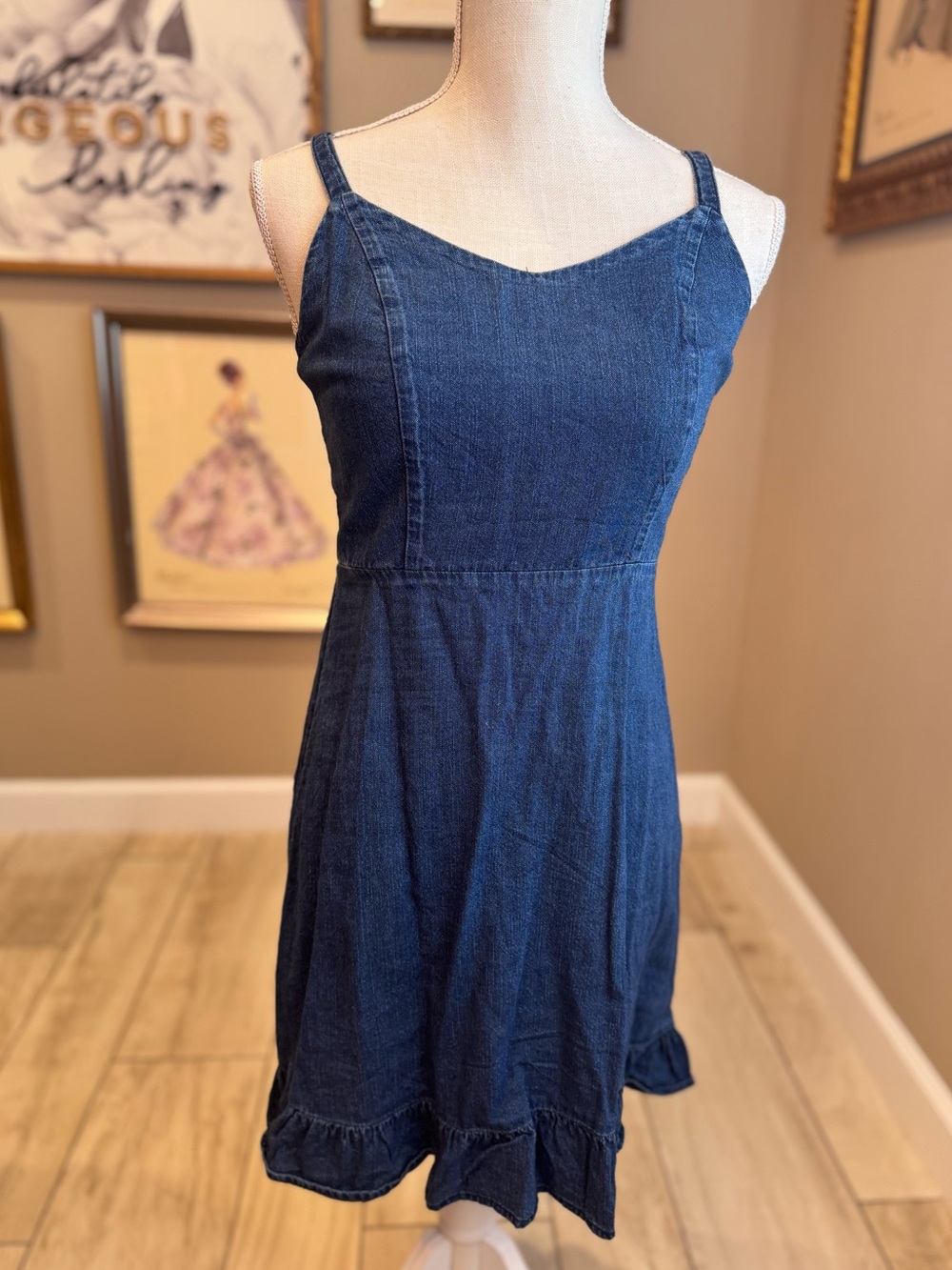 5 for $30 Old Navy Dark Blue Denim Mini Dress with Ruffle Hem